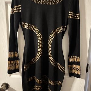 Black Party Dress w/Gold Details